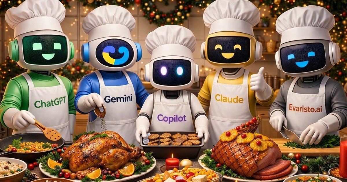 Como a IA Pode Ajudar a Planejar a Ceia de Natal: Sugestões do ChatGPT, Gemini, Copilot, Claude e Evaristo
