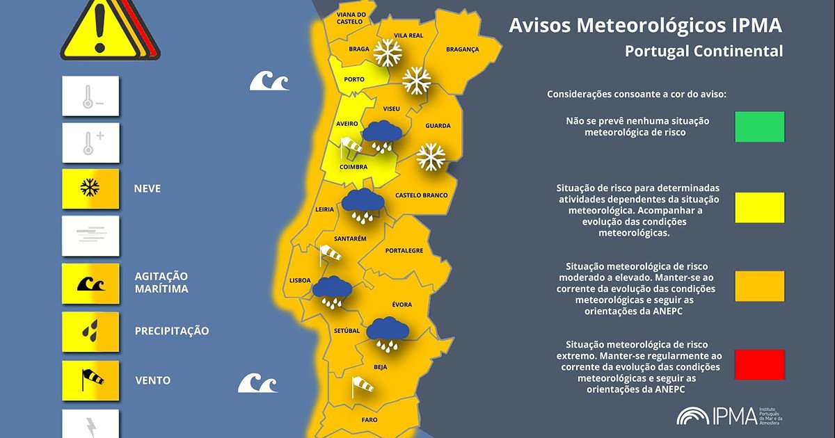 IPMA Emite Avisos Laranja e Amarelo para o Distrito de Portalegre no Sábado