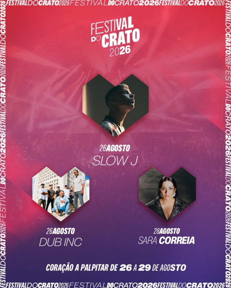 Slow J, Sara Correia e Dub Inc confirmam presença no Festival do Crato 2026